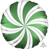 18" Satin Infused Emerald Candy Swirls Foil Balloons