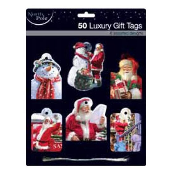 Contemporary Santa Luxury Gift Tags 50pk - Click Image to Close