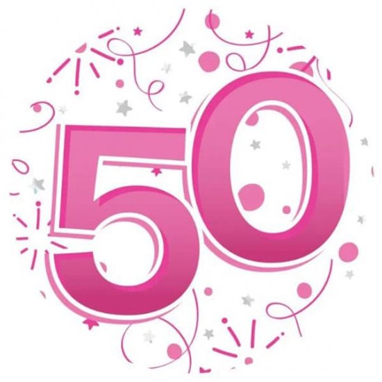 Age 50 Pink Giant Party Badge - Click Image to Close