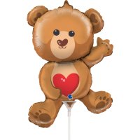 14" Bear With Heart Air Fill Foil Balloons