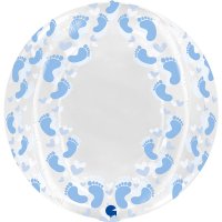 19" Transparent Blue Footprint 4D Globes Balloons