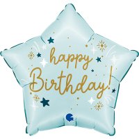 18" Blue Happy Birthday Star Foil Balloons