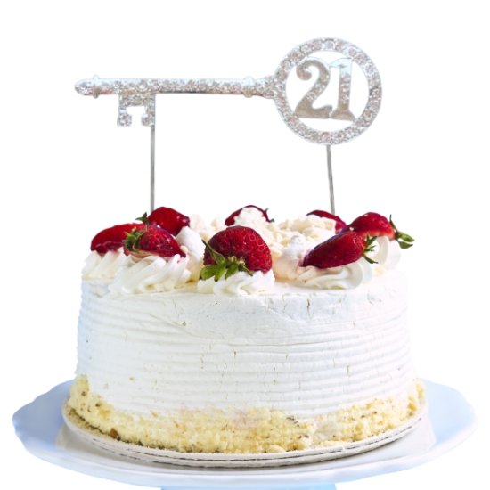 Silver Diamante Cake Topper 21 Key - Click Image to Close