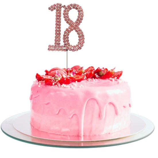 Pink Diamante Cake Topper Number 18 - Click Image to Close