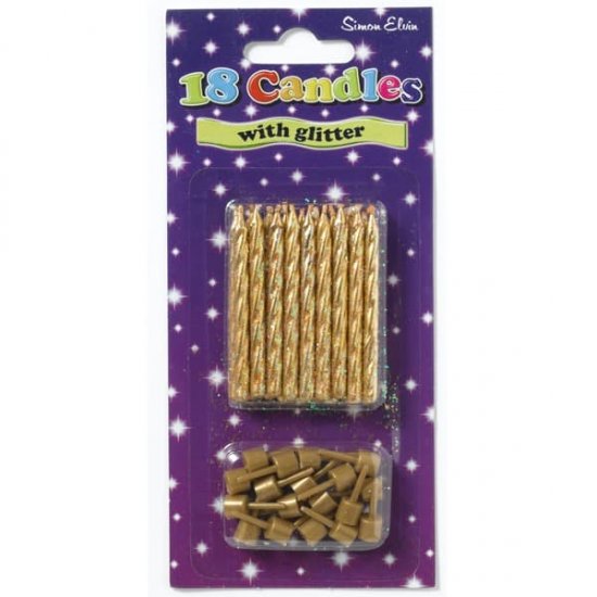18 Gold Glittered Spiral Candles 6pk - Click Image to Close