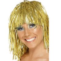 Metallic Gold Cyber Tinsel Wigs