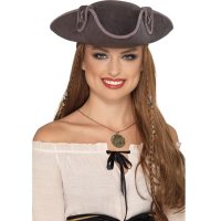 Grey Pirate Tricorn Hat