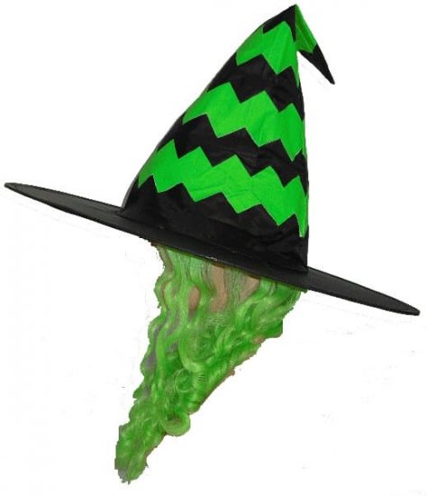 Hat Zig Zag With Green Hair - Click Image to Close