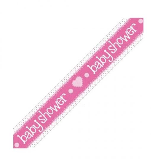 Baby Shower Pink Holographic Dots Banner - Click Image to Close