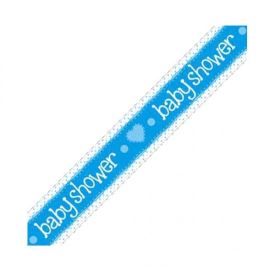 Baby Shower Blue Holographic Dots Banner - Click Image to Close