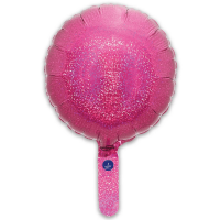 9" Holographic Pink Round Self Sealing Foil Balloons 5pk