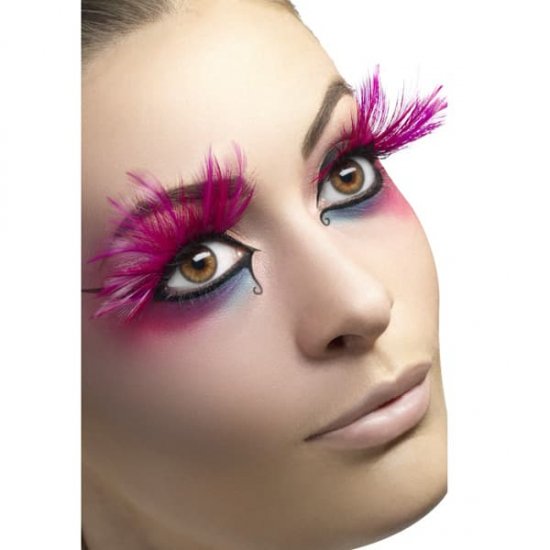 Pink Plumes Feather Eyelashes x6 - Click Image to Close