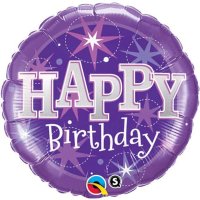 18" Birthday Purple Sparkle Foil Balloons