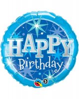36" Birthday Blue Sparkle Foil Balloons
