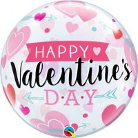 22" Valentine's Arrows & Hearts Single Bubble Balloons