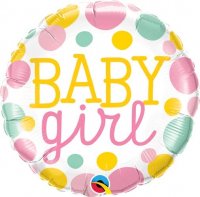 18" Baby Girl Dots Foil Balloons