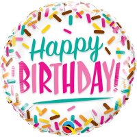 18" Happy Birthday Sprinkles Foil Balloons