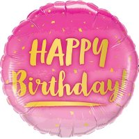 18" Happy Birthday Gold & Pink Foil Balloons