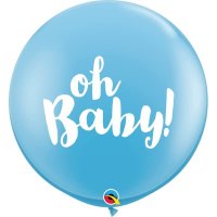 3ft Pale Blue Oh Baby Latex Balloons 2pk