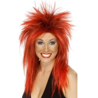 Red And Black Rock Diva Wigs