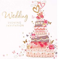 Cake Wedding Evening Invitation Cards 6pk