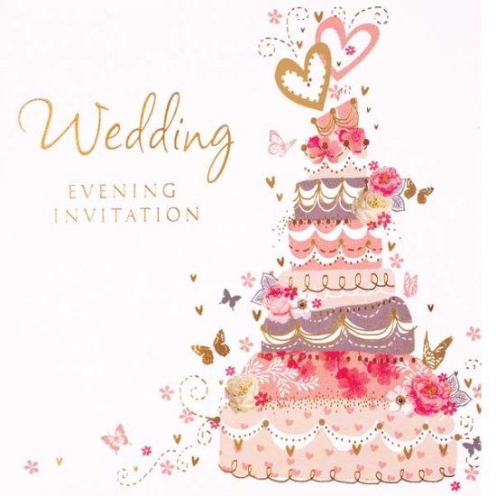 Cake Wedding Evening Invitation Cards 6pk - Click Image to Close