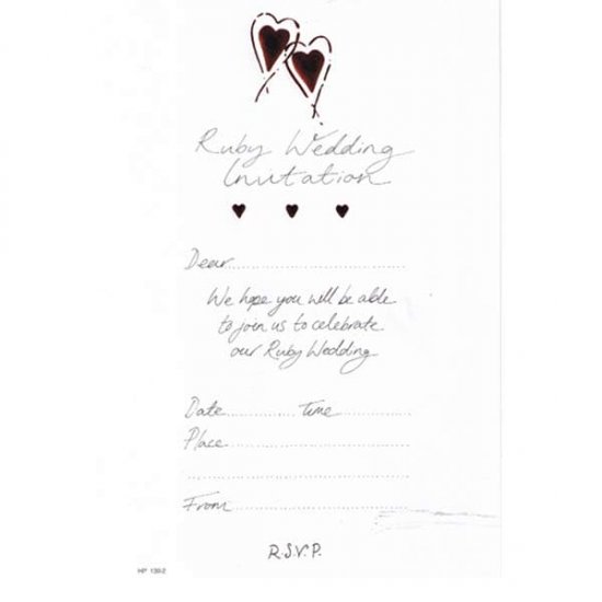 Ruby Wedding Invitations 20pk - Click Image to Close
