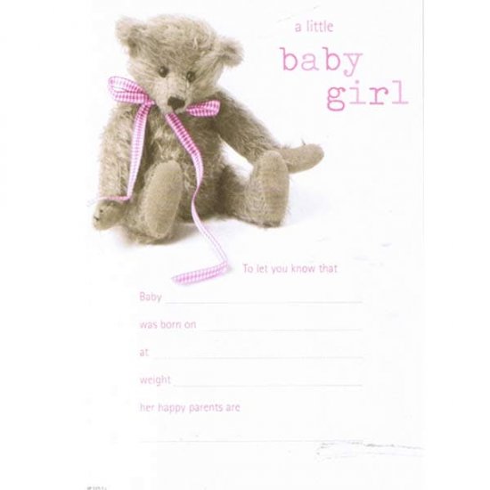 A Little Baby Girl Announcement 20pk - Click Image to Close