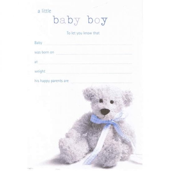A Little Baby Boy Announcement 20pk - Click Image to Close