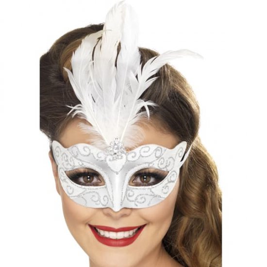 Silver Glittered Venetian Eyemasks x3 - Click Image to Close