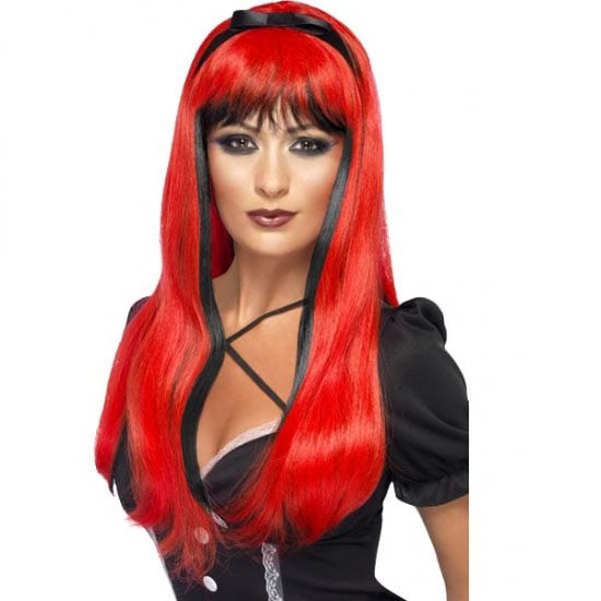 Red Over Black Bewitching Wig - Click Image to Close