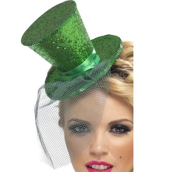 Fever Mini Green Glitter Top Hat - Click Image to Close