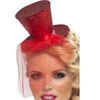 Fever Mini Red Glitter Top Hat