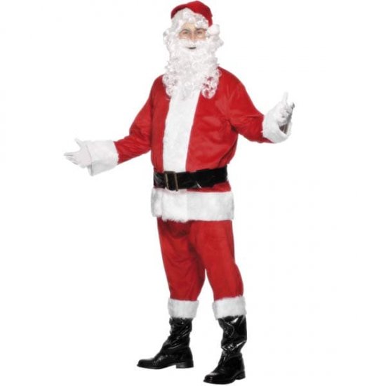Velour Santa Fancy Dress Costumes - Click Image to Close