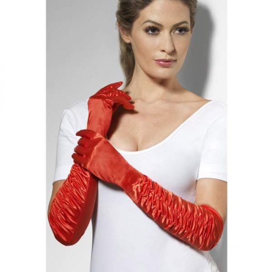 Long Red Temptress Gloves - Click Image to Close