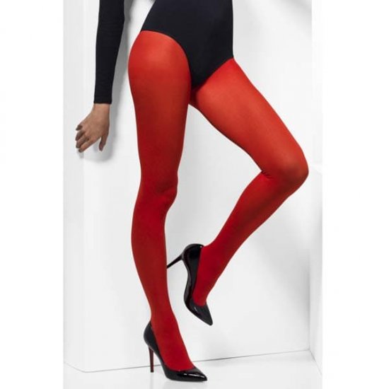 Red Opaque Tights - Click Image to Close