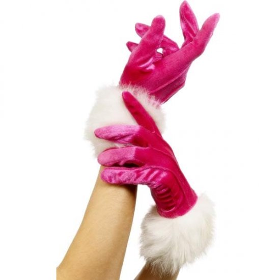 Pink Santa Gloves - Click Image to Close