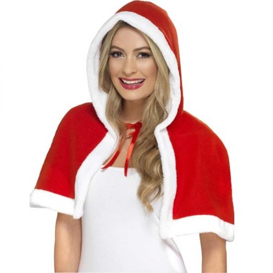 Miss Claus Mini Christmas Cape With Hood - Click Image to Close