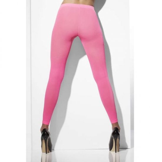 Neon Pink Footless Tights - Click Image to Close