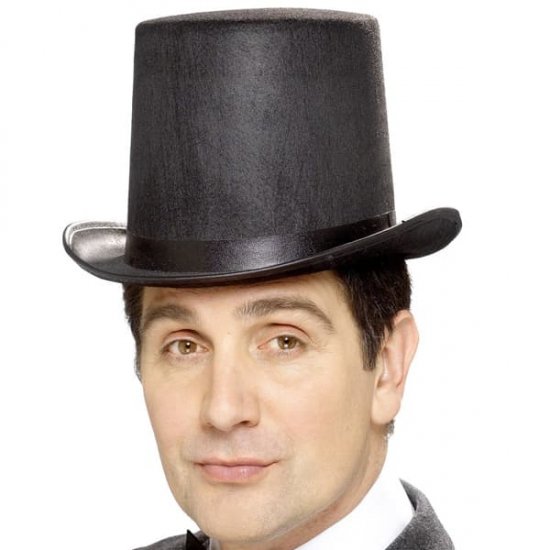 Black Stovepipe Topper Hat - Click Image to Close