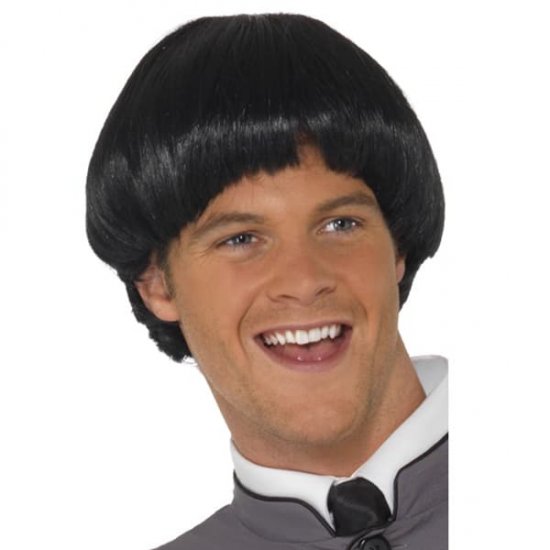 Black Swinging 60's Bowl Wigs - Click Image to Close