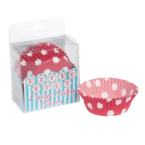 Red and White Polka Dot Fairy Cake Cases 72pk - Click Image to Close