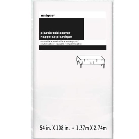 White Rectangle Plastic Tablecover - Click Image to Close
