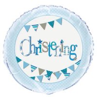 18" Christening Blue Bunting Foil Balloons