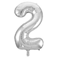 34" Unique Silver Glitz Number 2 Supershape Balloons