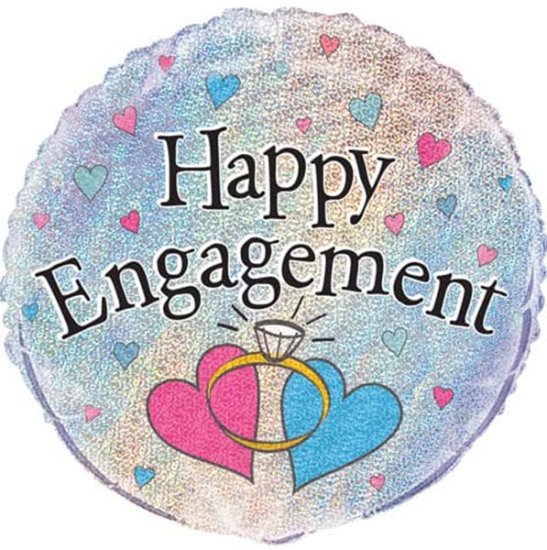 18" Happy Engagement Prismatic Foil Balloons - Click Image to Close