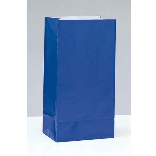 Royal Blue Paper Party Bag 12pk - Click Image to Close