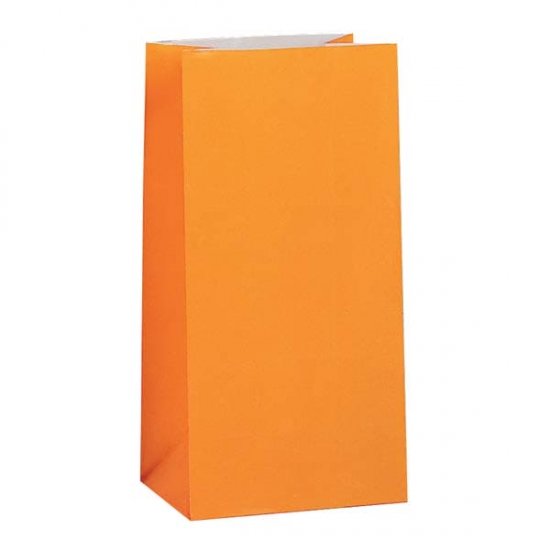 Orange Paper Party Bag 12pk - Click Image to Close