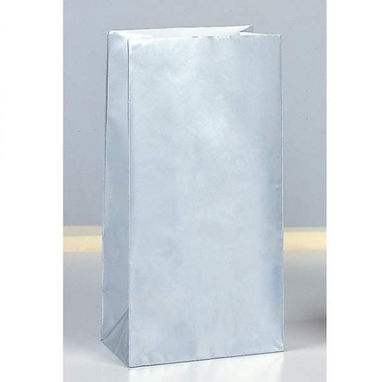 Silver Metallic Paper Party Bag 10pk - Click Image to Close