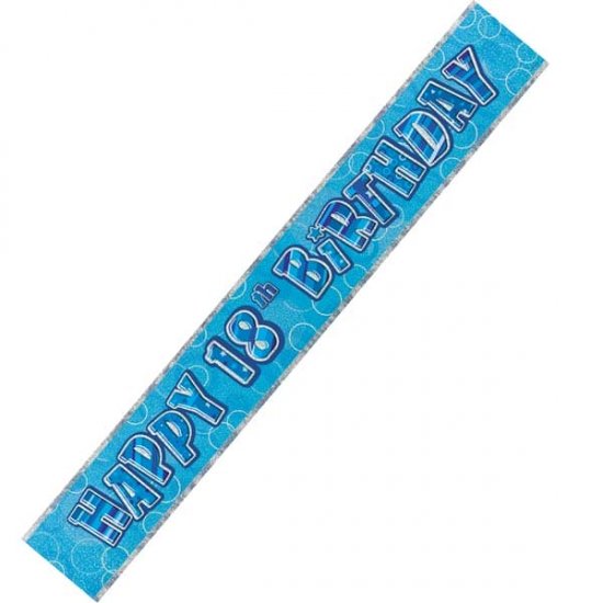 Happy 18th Birthday Blue Glitz Banner - Click Image to Close